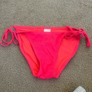 Neon pink tie bikini bottoms